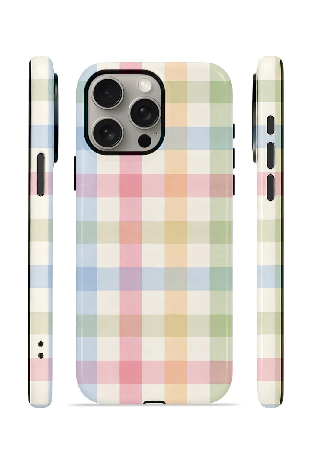 iPhone 15 Pro Max Vorian Çift Katmanlı Kılıf Pastel Gingham