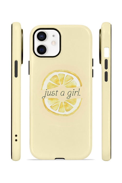iPhone 11 Vorian Çift Katmanlı MagSafe Kılıf Just A Girl Lemon