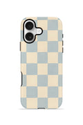 iPhone 16 Plus Vorian Çift Katmanlı Kılıf Powder Blue Checker