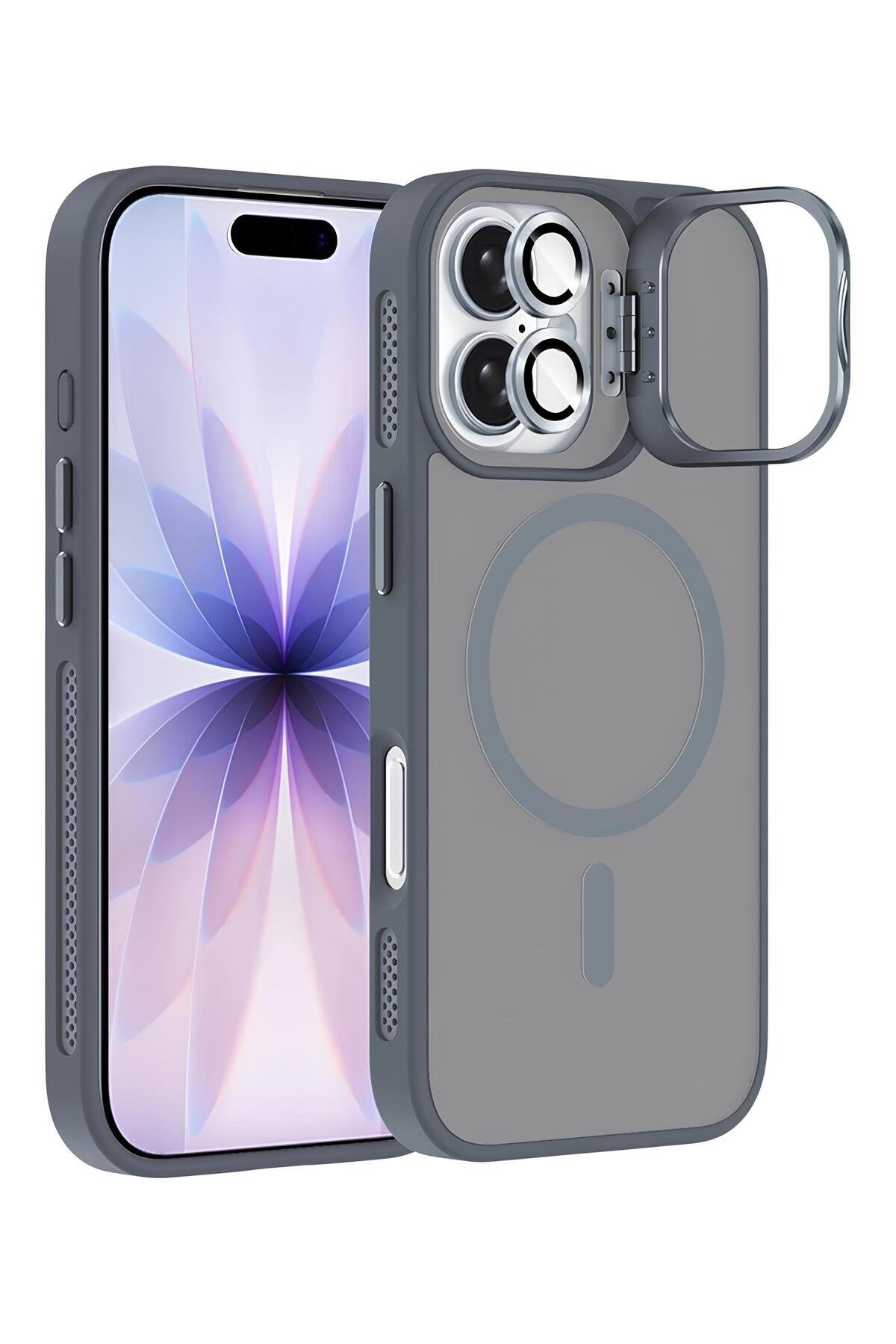 iPhone 17 6.3'' Cyrenn MagSafe Kılıf + Lens Koruyucu Titanyum Grisi