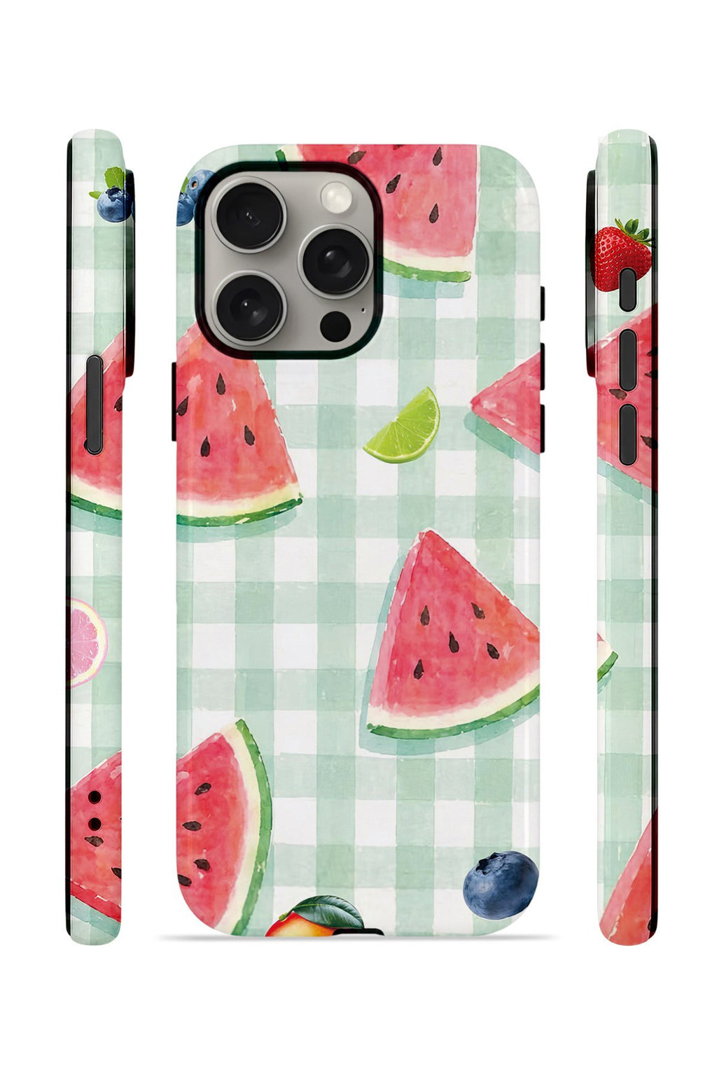 iPhone 15 Pro Vorian Çift Katmanlı Kılıf Watermelon Picnic Gingham