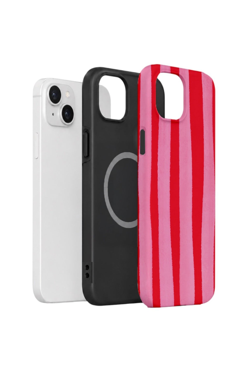 iPhone 15 Plus Vorian Çift Katmanlı MagSafe Kılıf Raspberry Bold Stripe