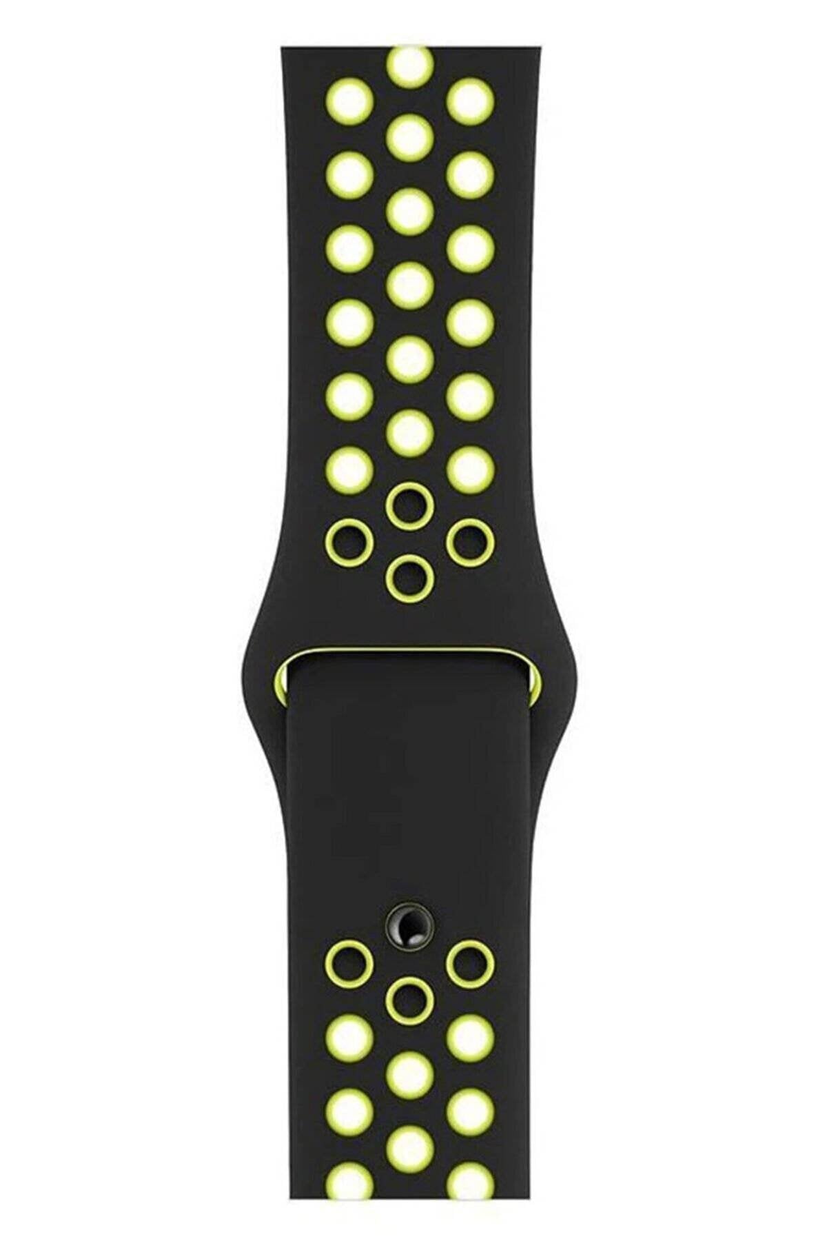 Apple Watch Series Fileli Kordon Siyah-Sarı
