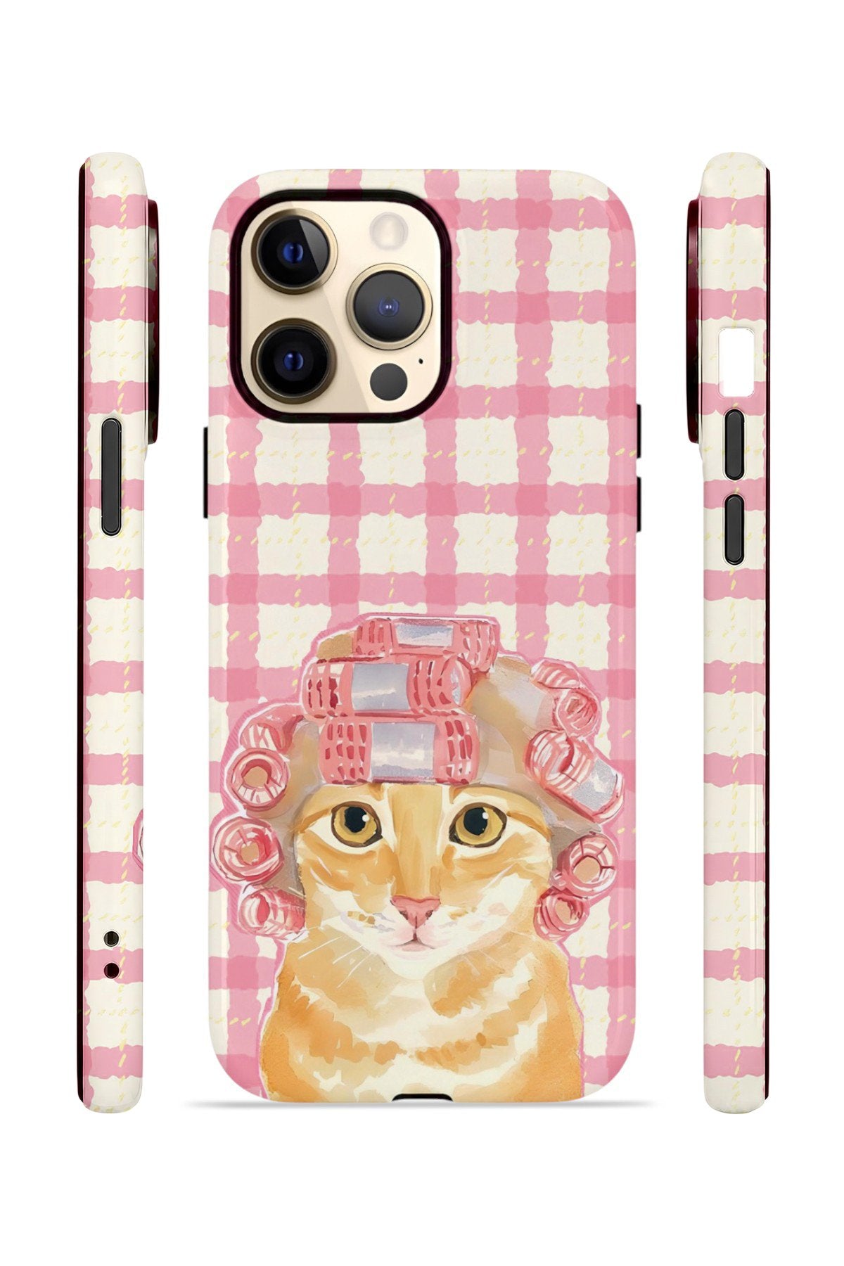 iPhone 14 Pro Max Vorian Çift Katmanlı Kılıf Pink Picnic Cat