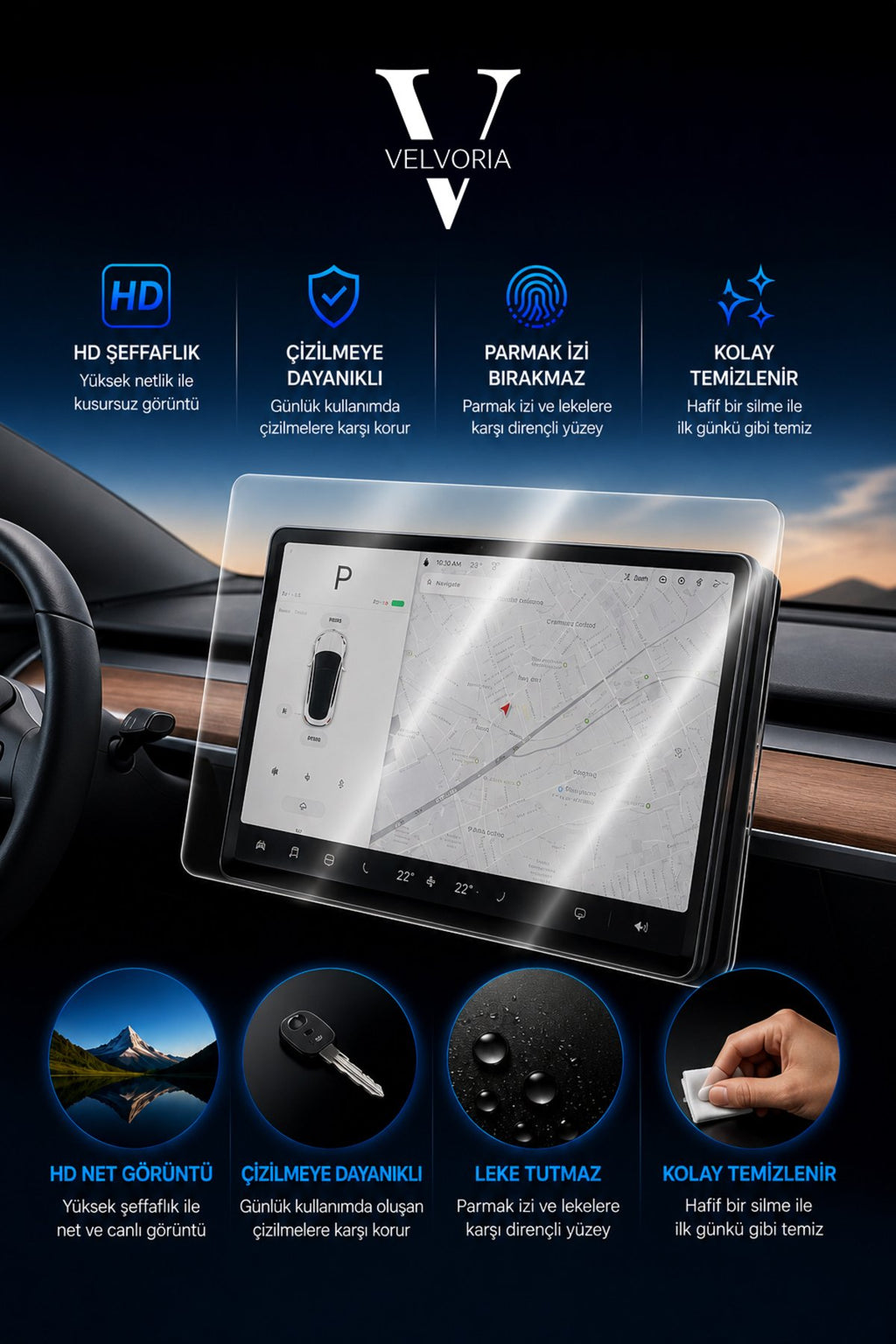 Tesla Model Y & Model 3 15 inç Multimedya Nano Ekran Koruyucu