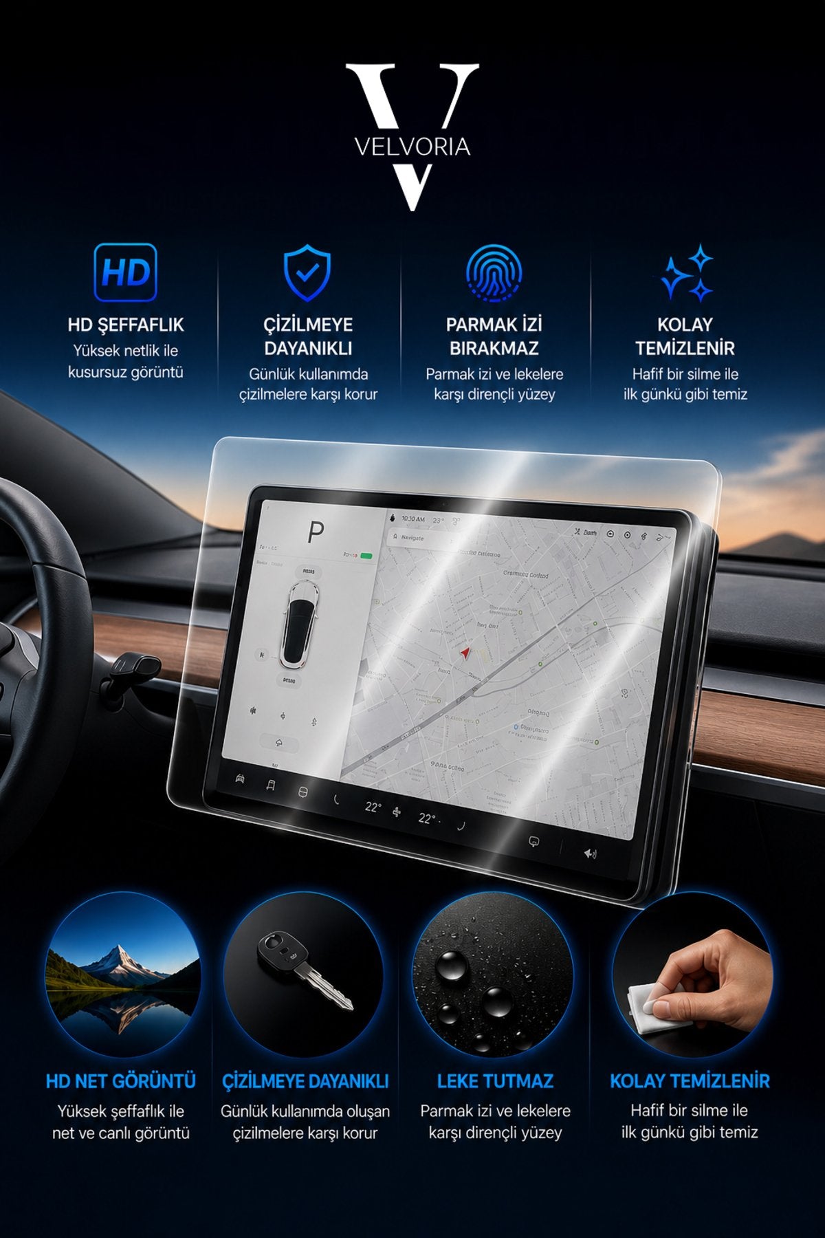 Tesla Model Y & Model 3 15 inç Multimedya Nano Ekran Koruyucu
