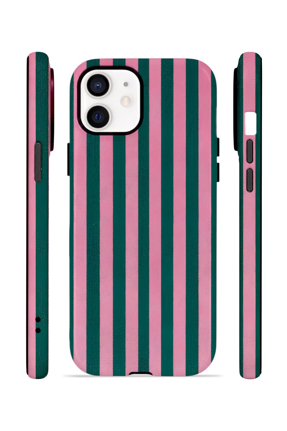 iPhone 12 Vorian Çift Katmanlı Kılıf Pink Navy Cabana