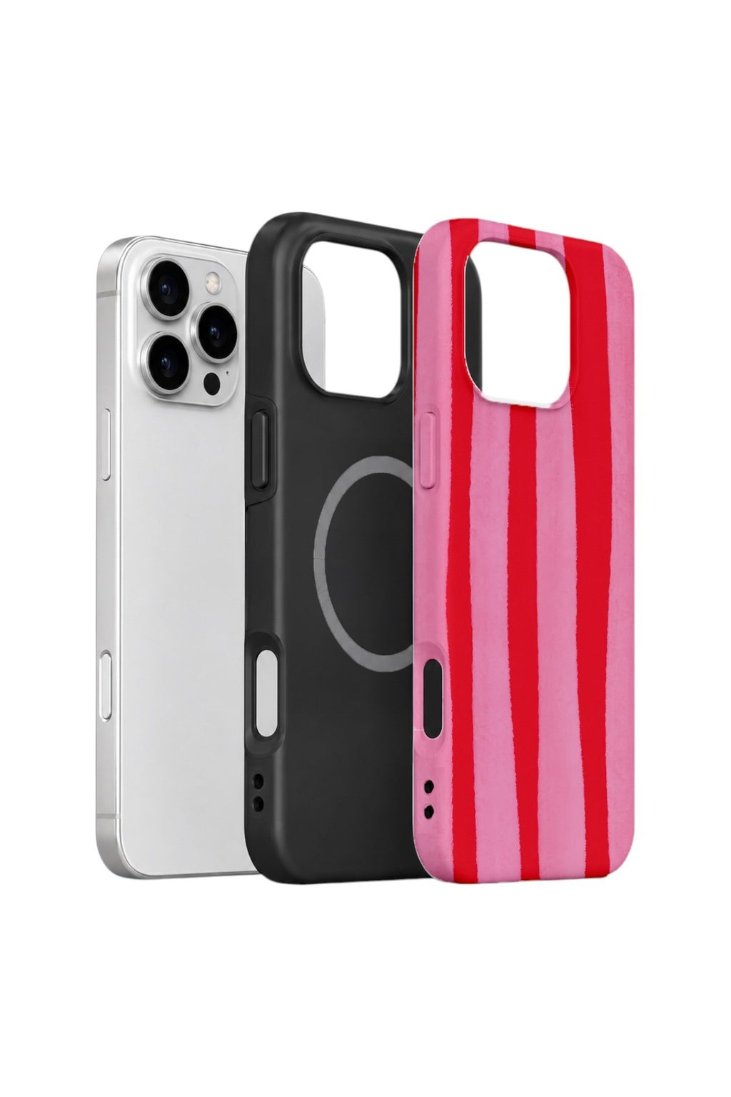 iPhone 16 Pro Vorian Çift Katmanlı MagSafe Kılıf Raspberry Bold Stripe