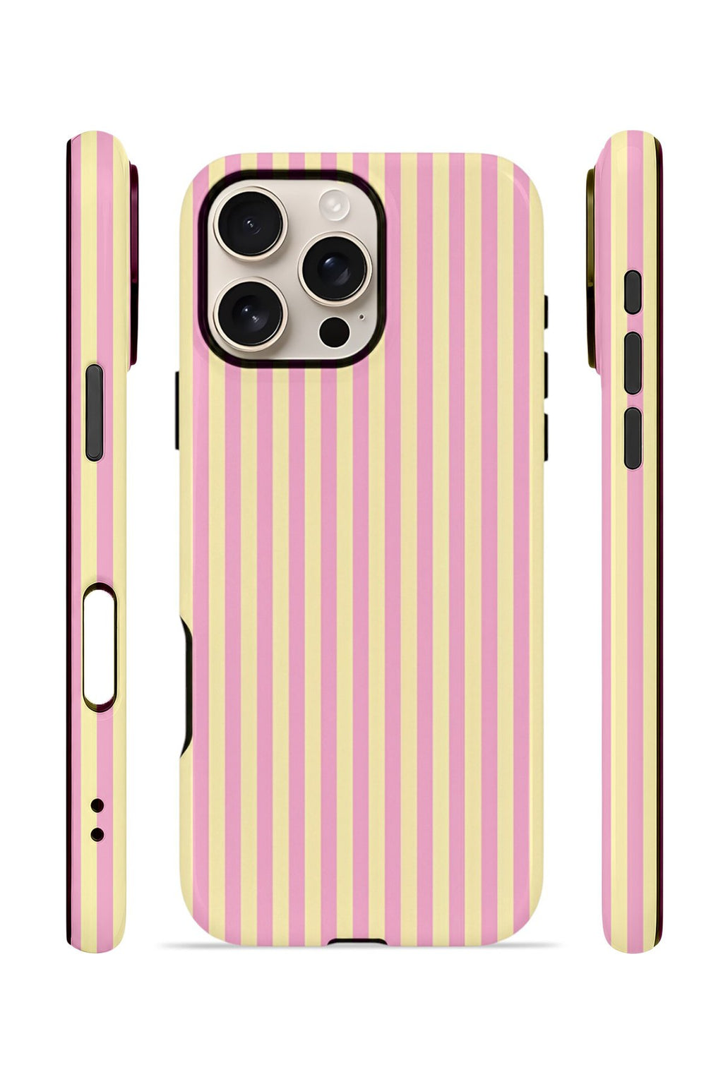 iPhone 16 Pro Vorian Çift Katmanlı Kılıf Lemon Candy Pinstripe