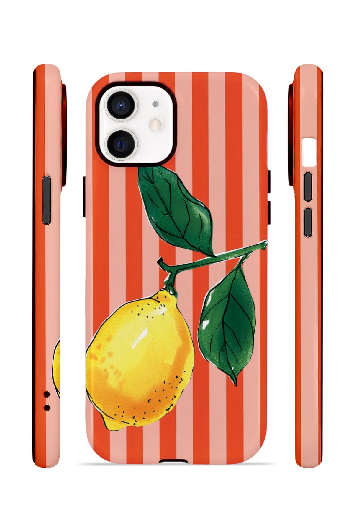 iPhone 11 Vorian Çift Katmanlı MagSafe Kılıf Sicilian Lemon Red Stripe