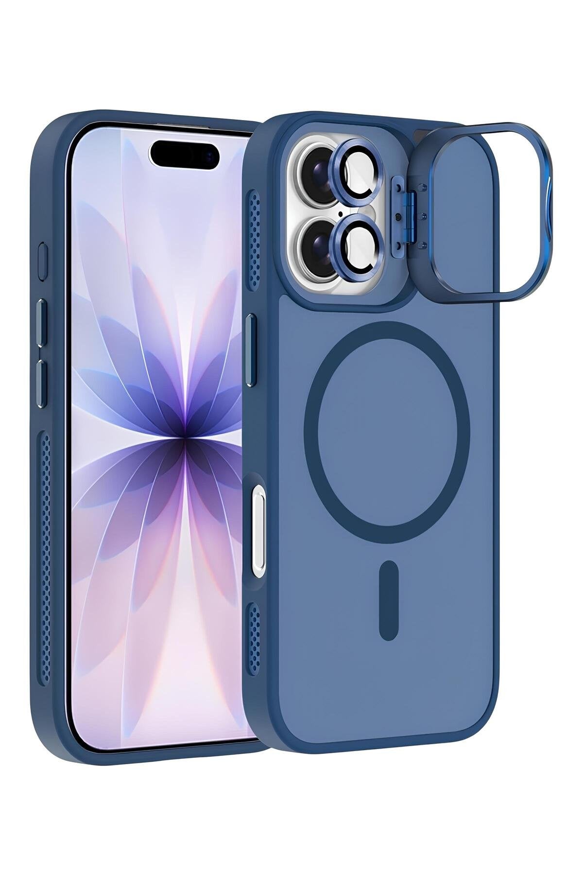 iPhone 17 6.3'' Cyrenn MagSafe Kılıf + Lens Koruyucu Gece Mavisi