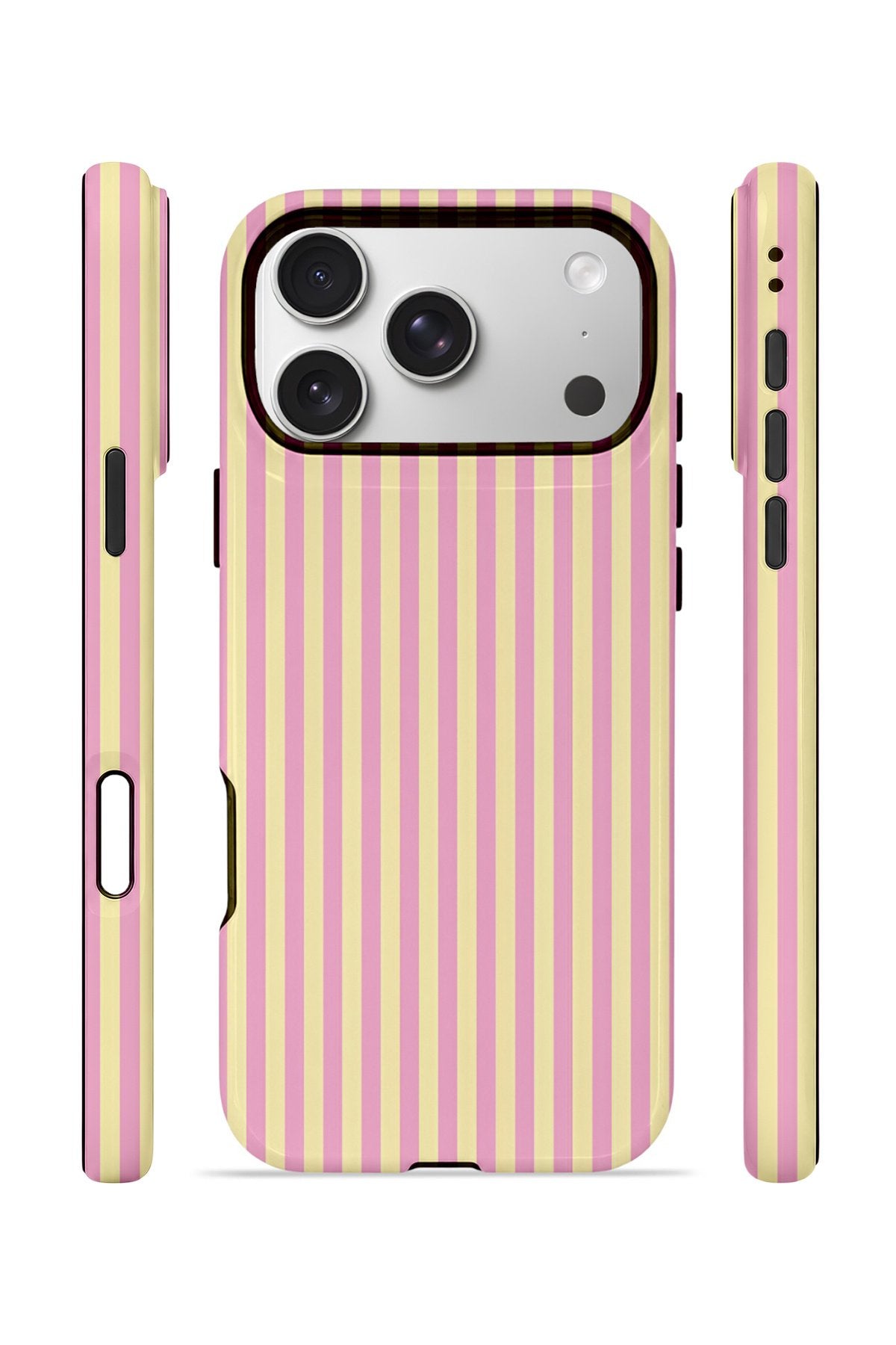 iPhone 17 Pro Max Vorian Çift Katmanlı Kılıf Lemon Candy Pinstripe