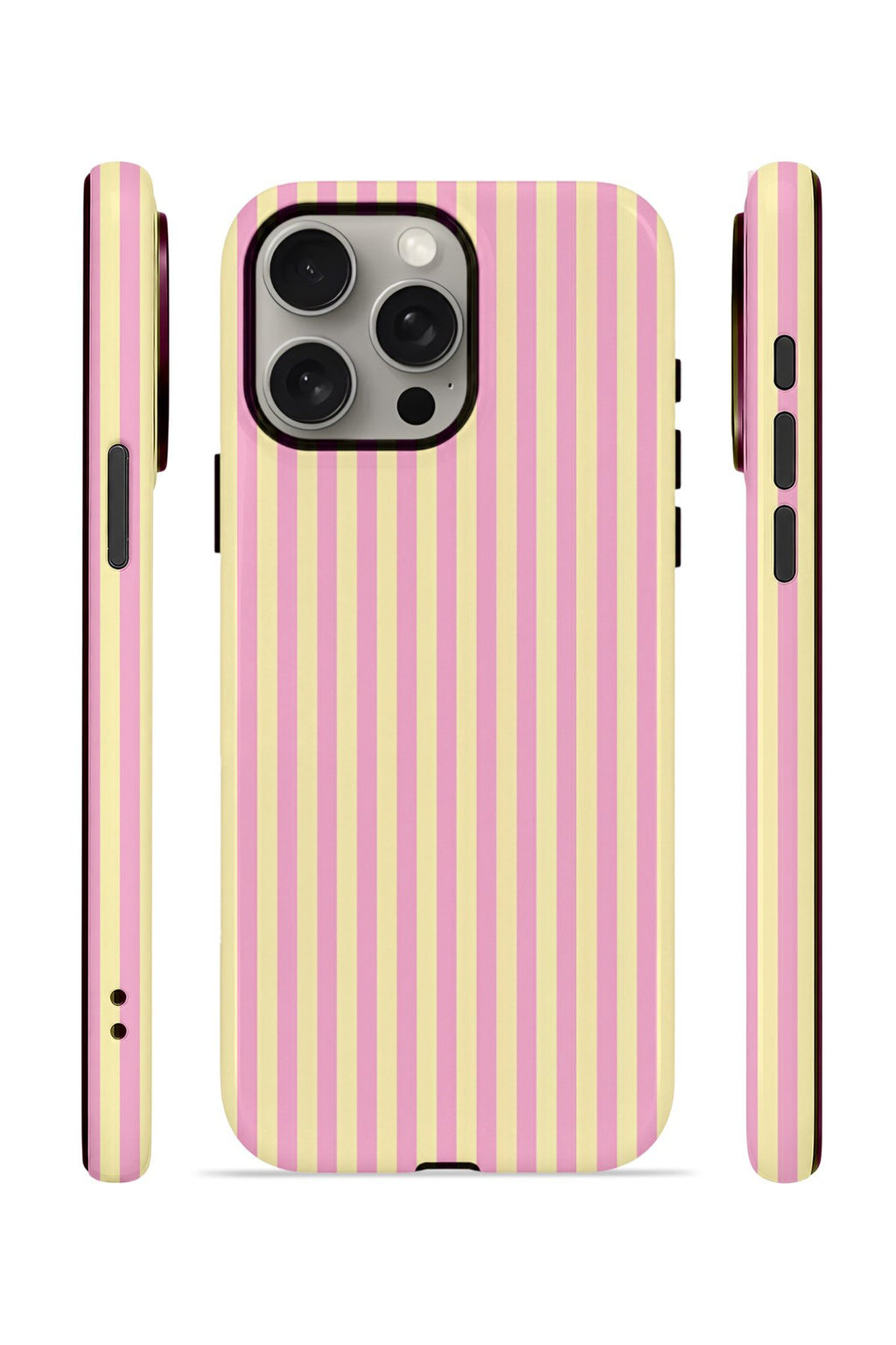 iPhone 15 Pro Vorian Çift Katmanlı MagSafe Kılıf Lemon Candy Pinstripe