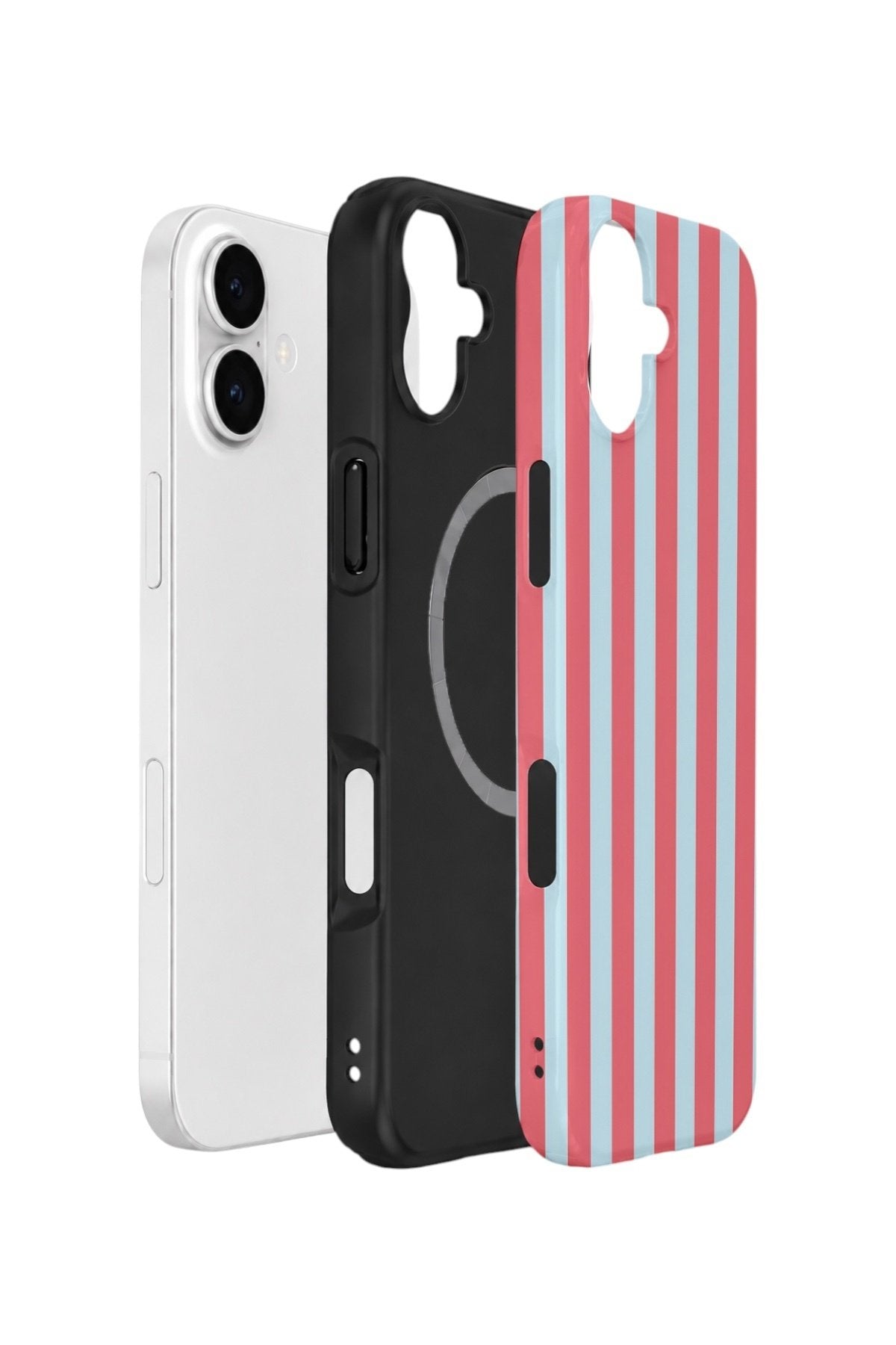 iPhone 16 Plus Vorian Çift Katmanlı MagSafe Kılıf Poolside Candy Stripe