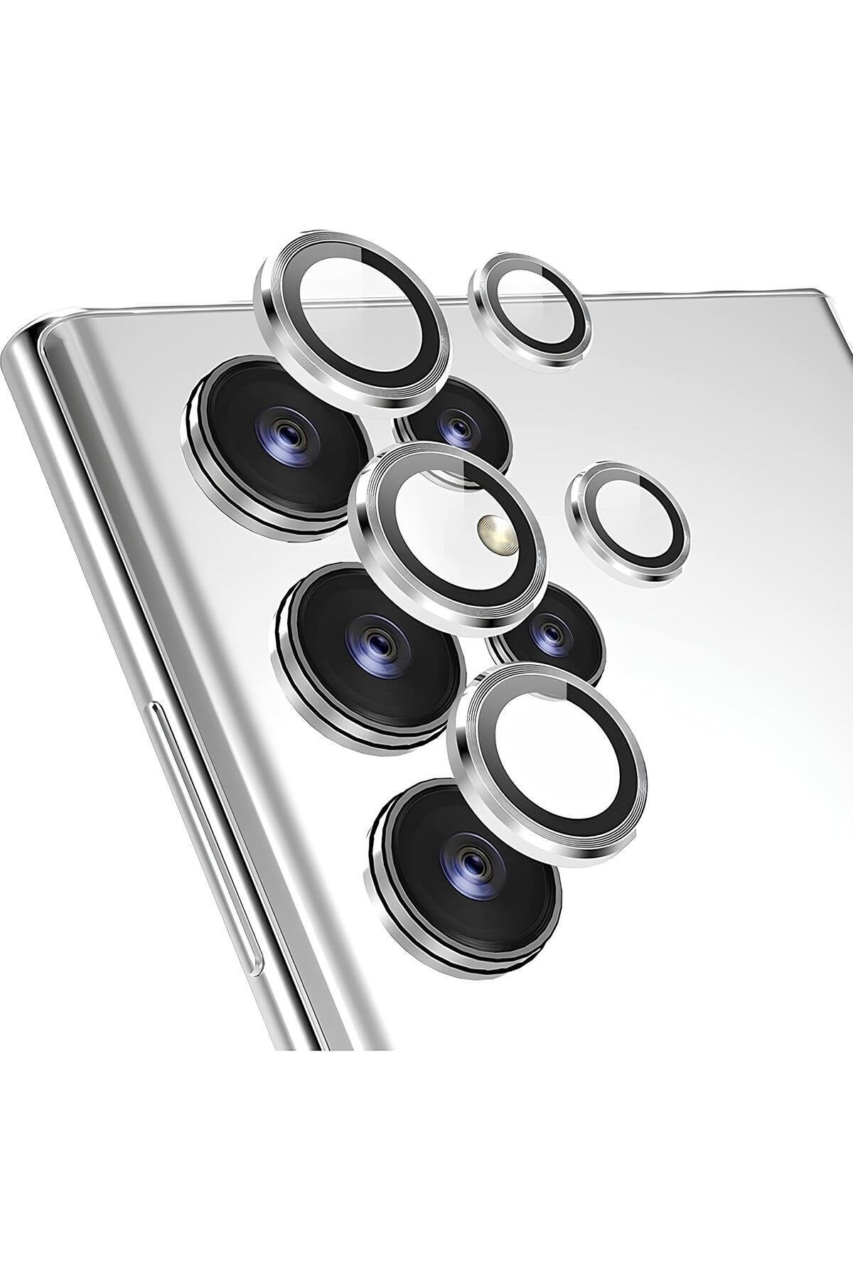 Samsung Galaxy S24 Ultra Metal Kamera Koruyucu Lens Gümüş