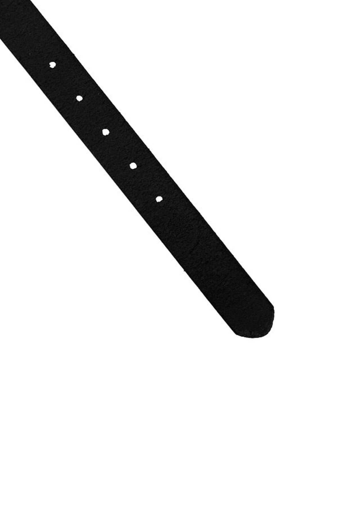 Kadın Siyah Hakiki Deri Kemer Parlak Gold Tokalı