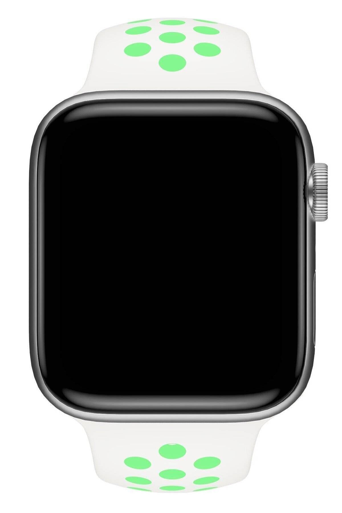 Apple Watch Series Fileli Kordon Beyaz-Yeşil