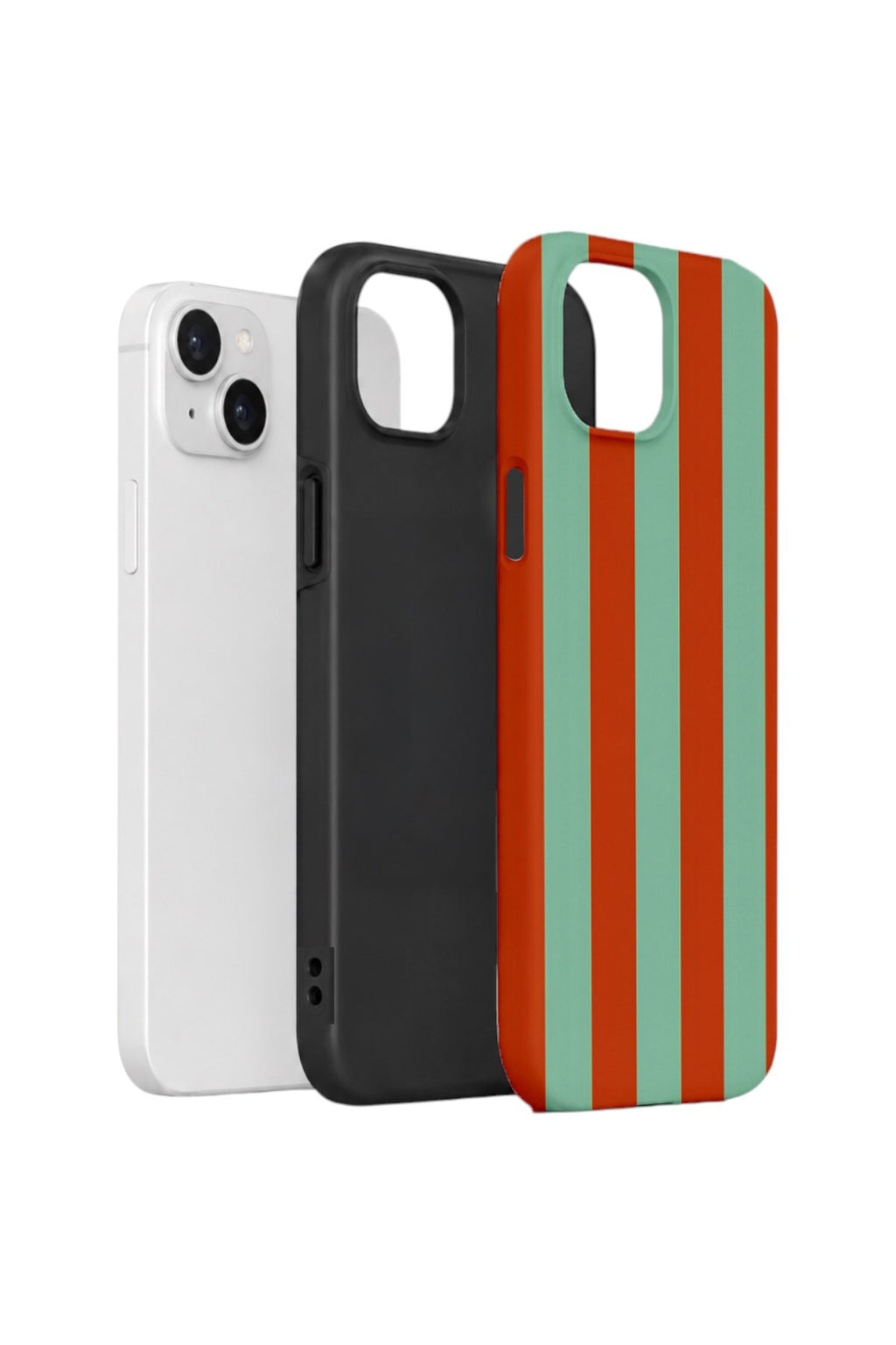 iPhone 15 Plus Vorian Çift Katmanlı Kılıf Terracotta Mint Stripe