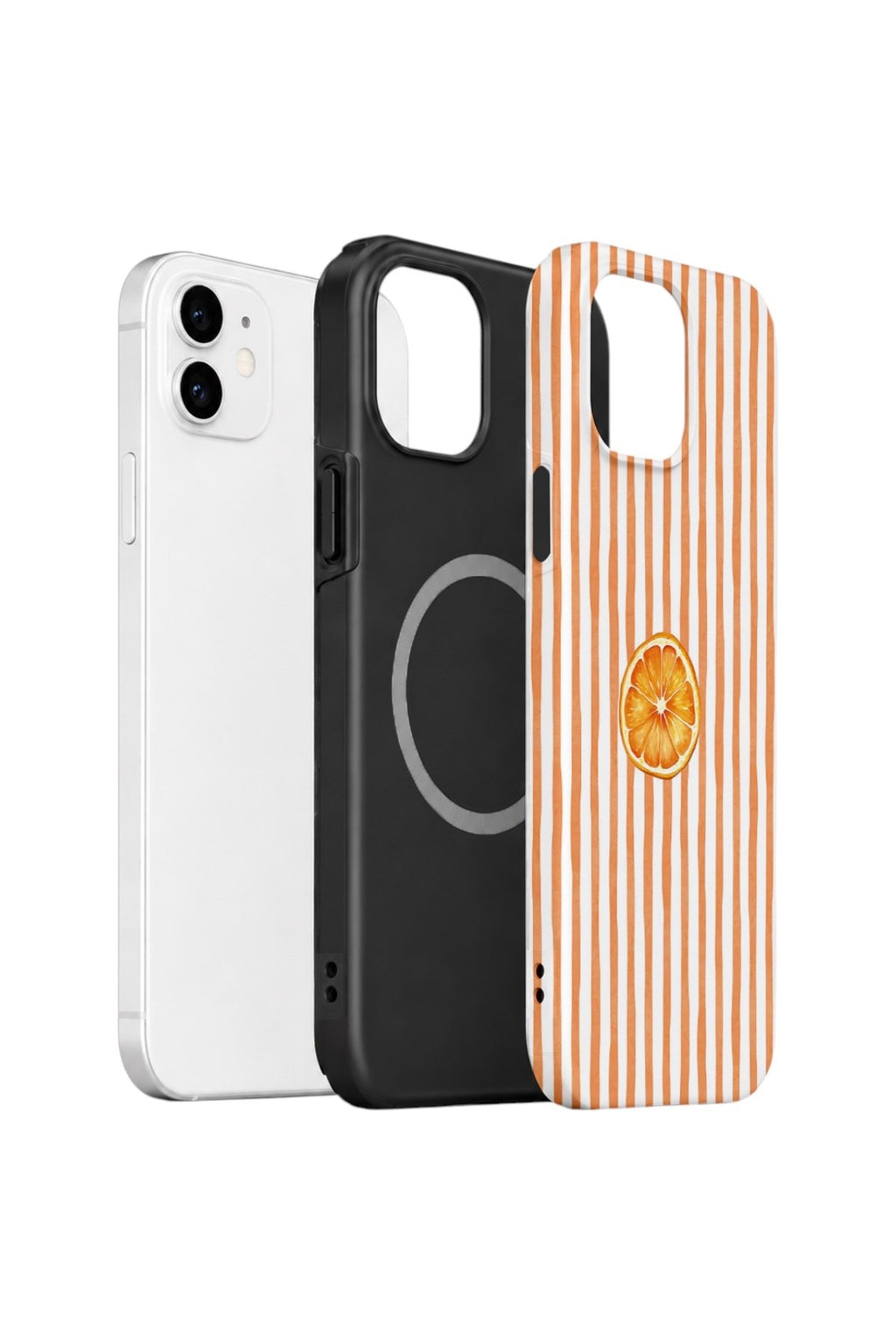 iPhone 12 Vorian Çift Katmanlı MagSafe Kılıf Orange Slice Stripe