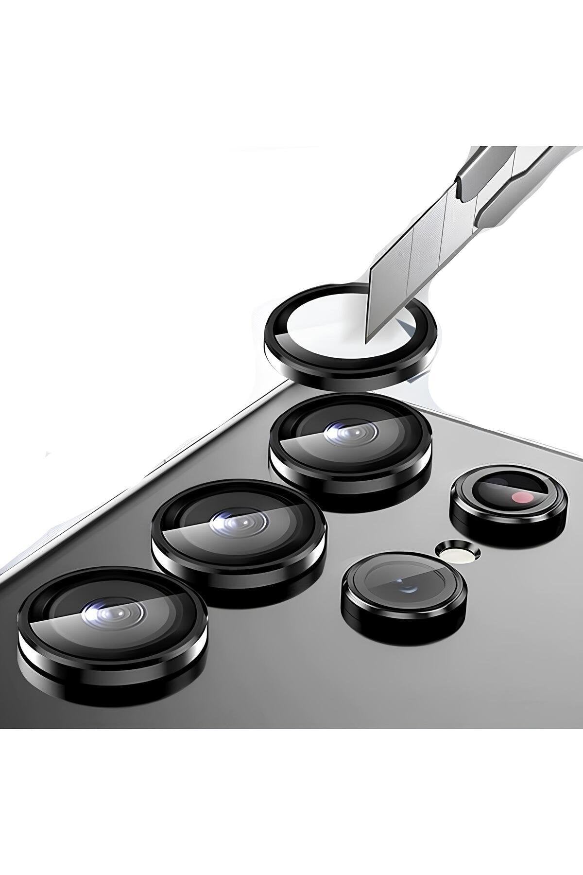 Samsung Galaxy S24 Ultra Metal Kamera Koruyucu Lens Siyah