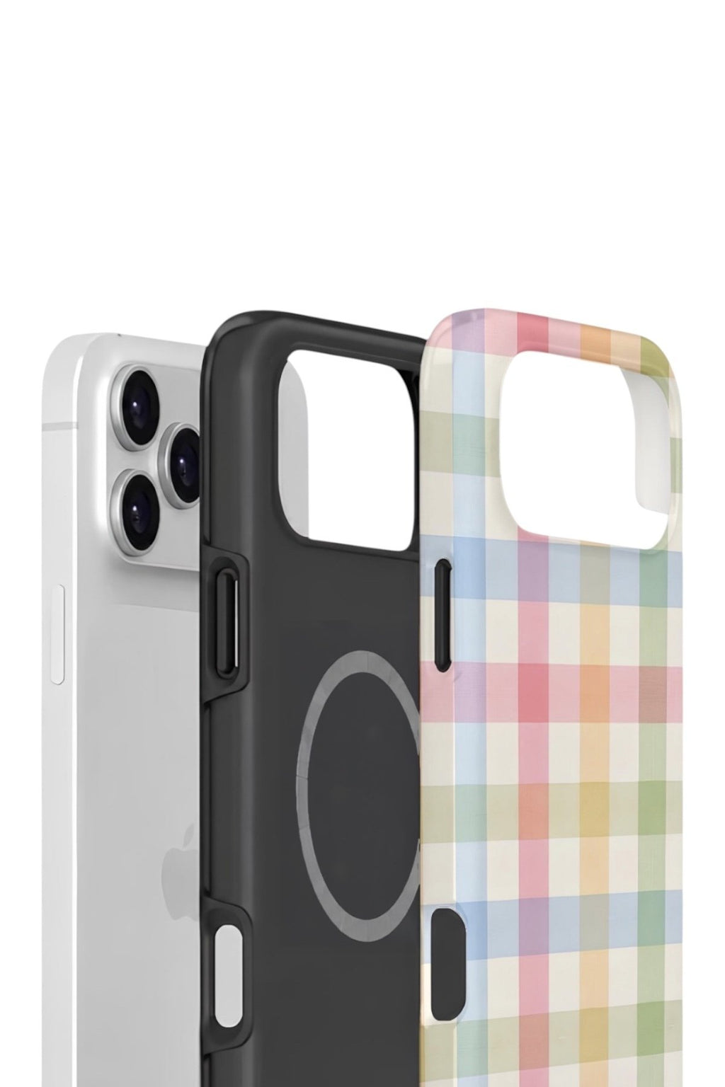 iPhone 17 Pro Vorian Çift Katmanlı MagSafe Kılıf Pastel Gingham