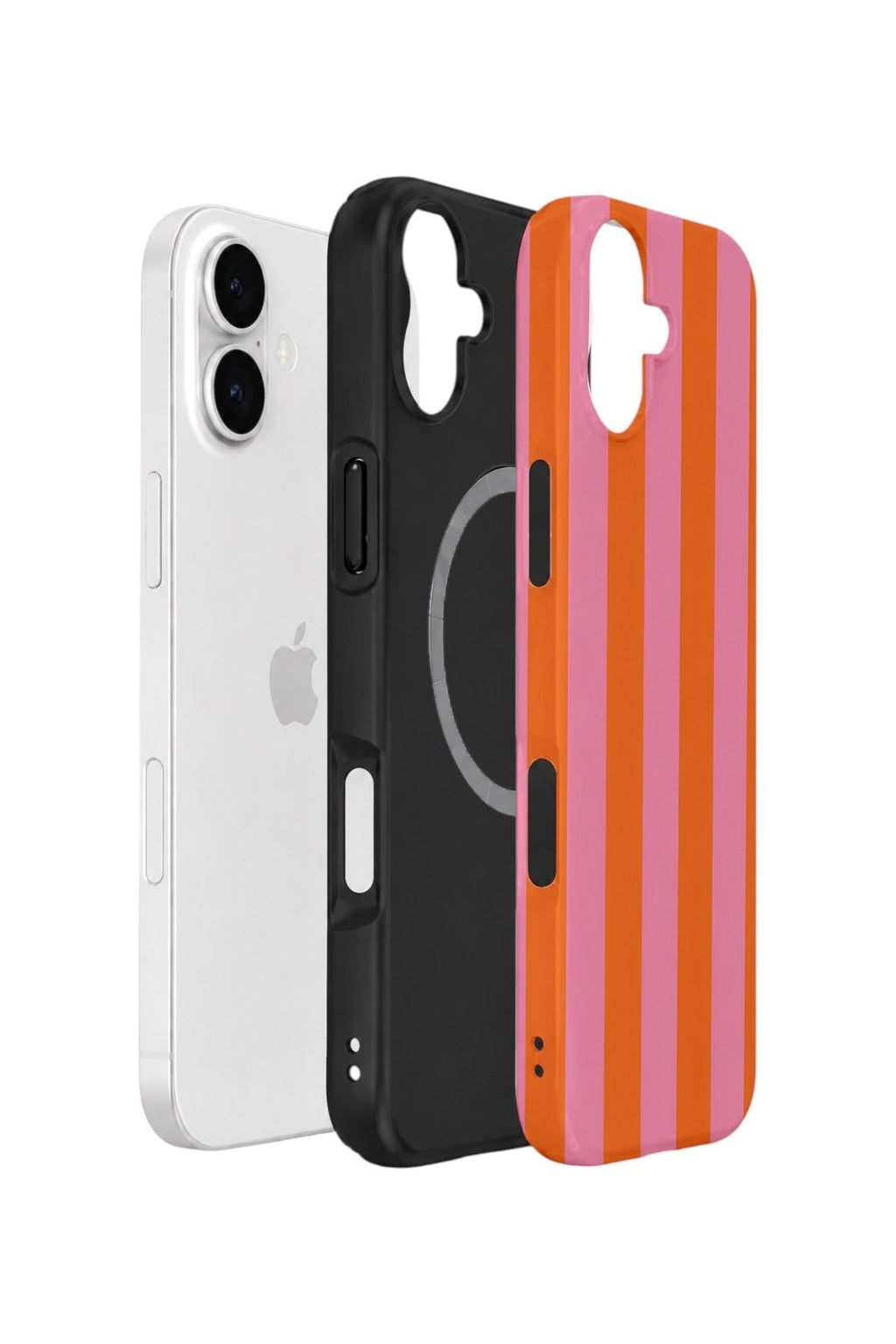 iPhone 16 Plus Vorian Çift Katmanlı MagSafe Kılıf Tangerine Rose Stripe