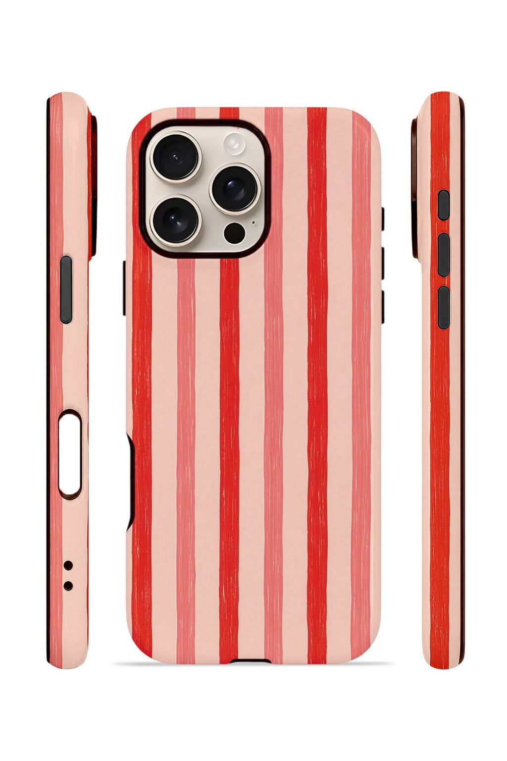 iPhone 16 Pro Max Vorian Çift Katmanlı MagSafe Kılıf Coral Cream Stripe