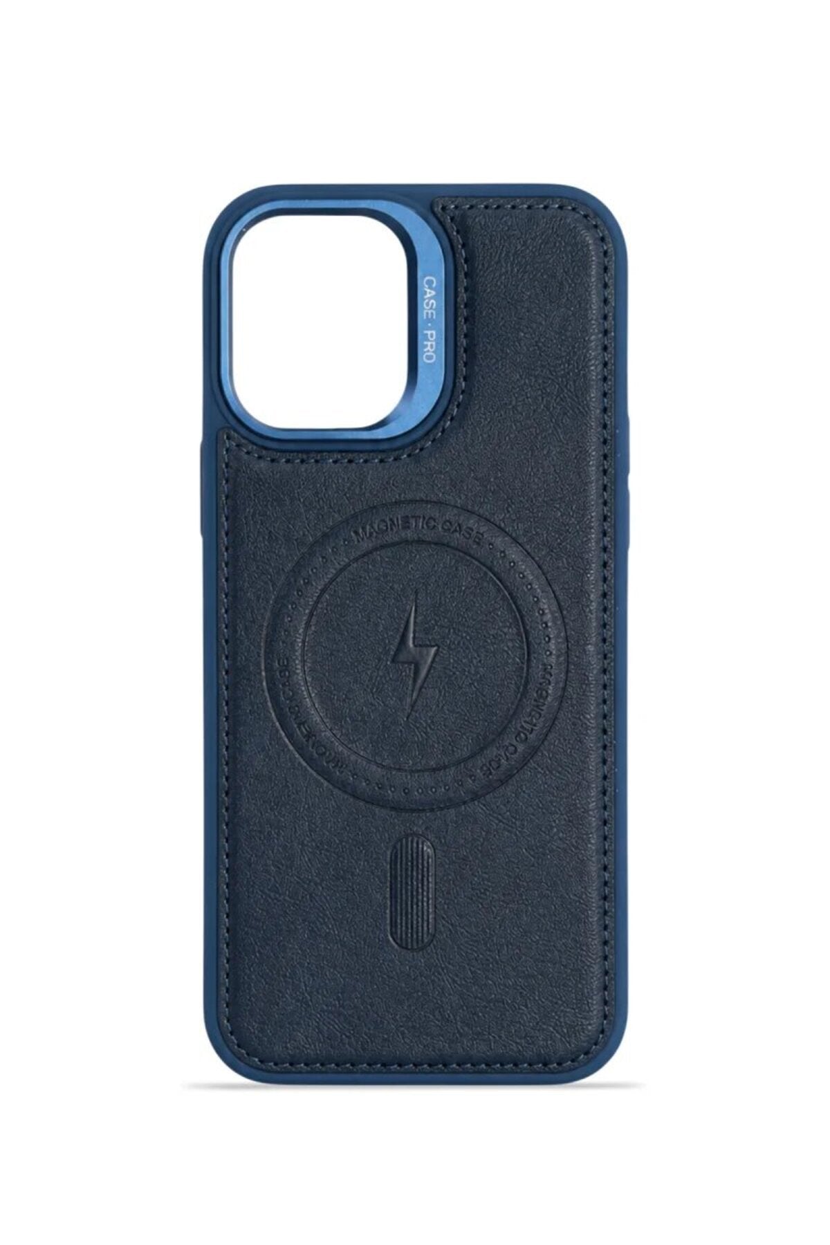 iPhone 16 GripStand MagSafe Deri Kılıf Lacivert