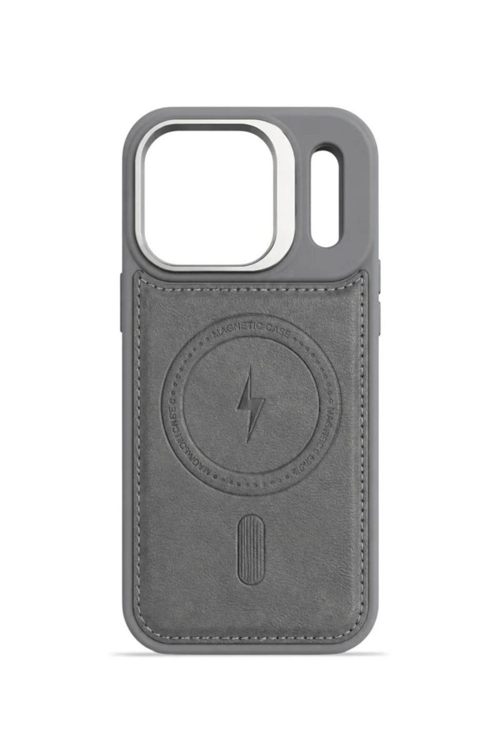 iPhone 17 Pro Max GripStand MagSafe Deri Kılıf Gri