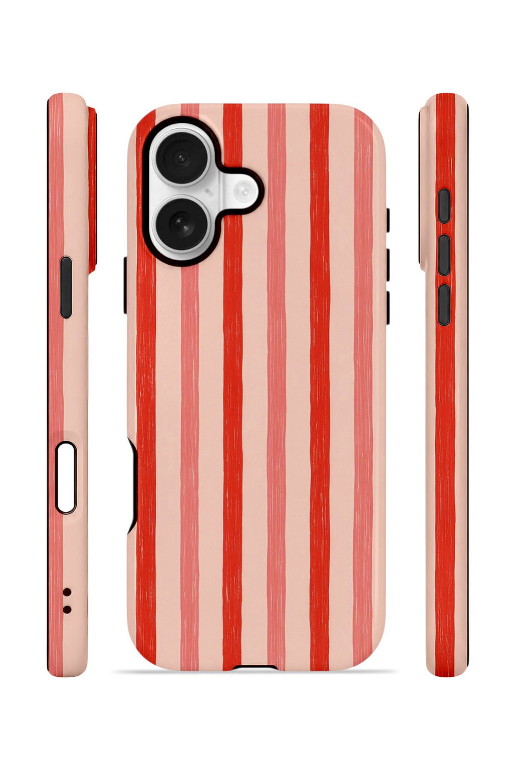 iPhone 16 Plus Vorian Çift Katmanlı Kılıf Coral Cream Stripe