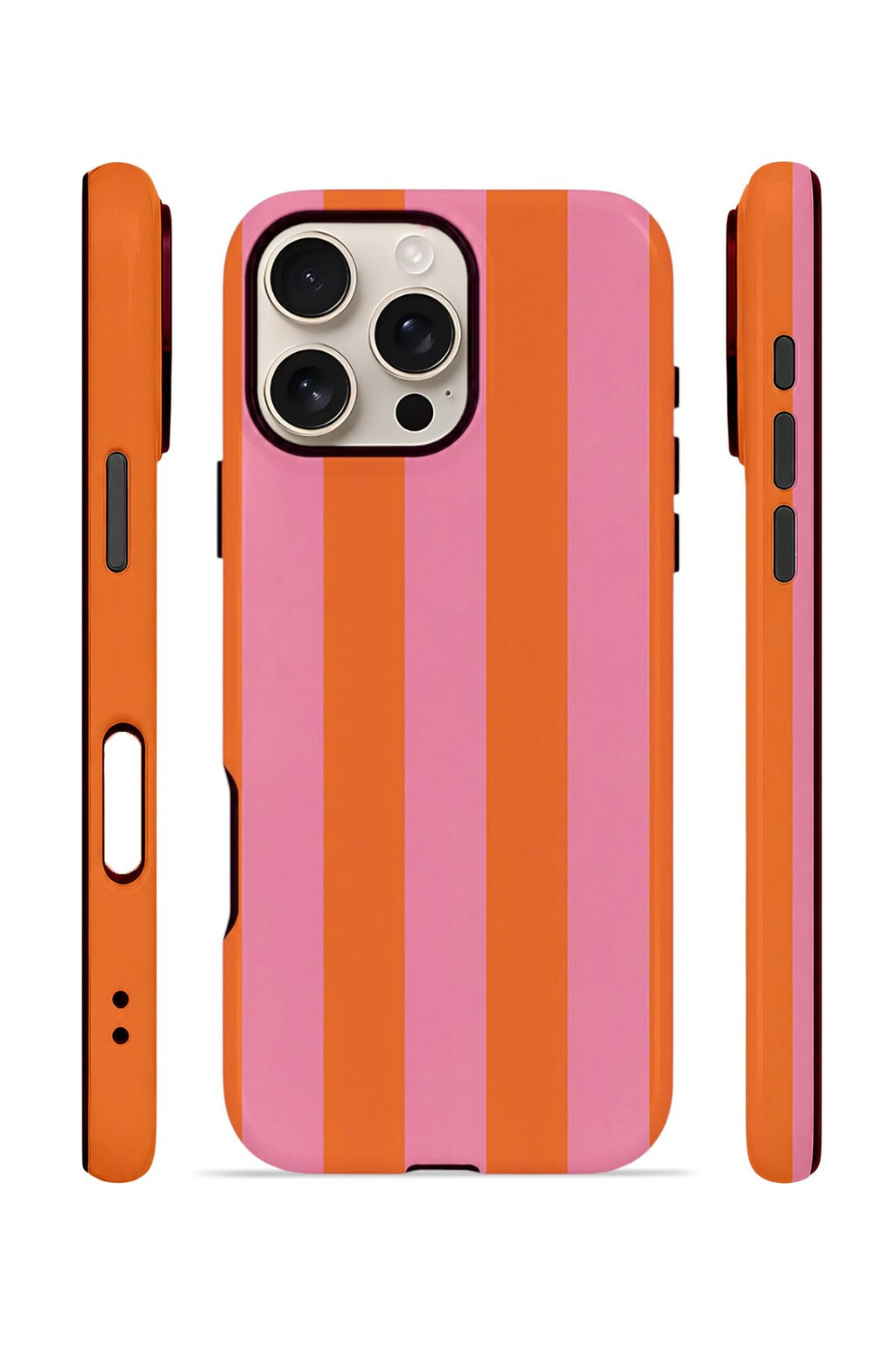 iPhone 16 Pro Max Vorian Çift Katmanlı MagSafe Kılıf Tangerine Rose Stripe