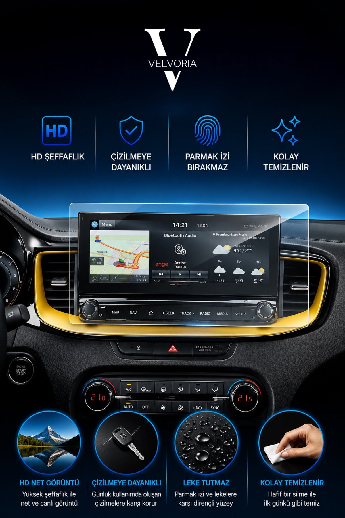 Kia Xceed Prestige 10.25 Inç Multimedya Esnek Nano Glass Ekran Koruyucu 2024