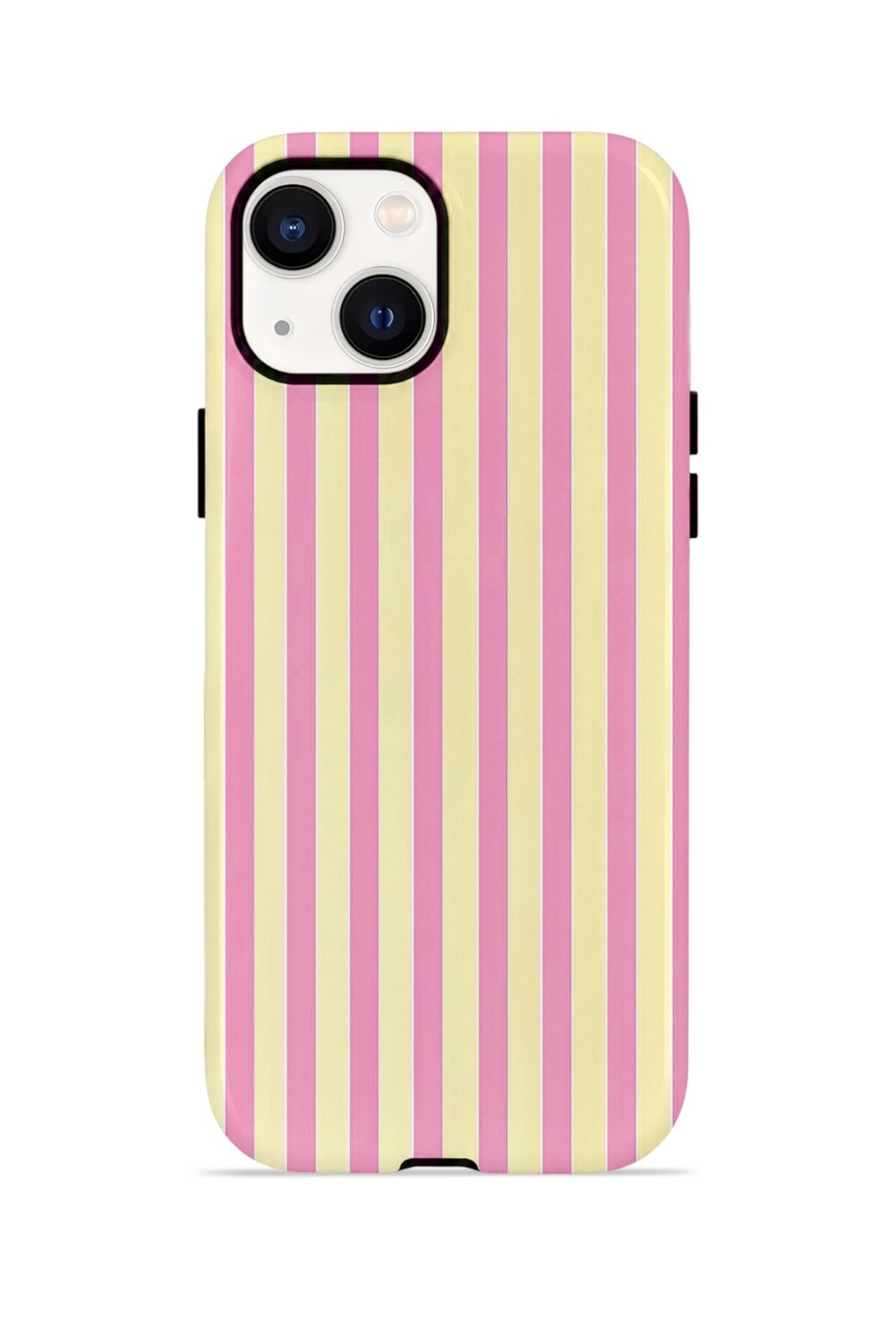 iPhone 15 Vorian Çift Katmanlı Kılıf Pink Lemon Pinstripe