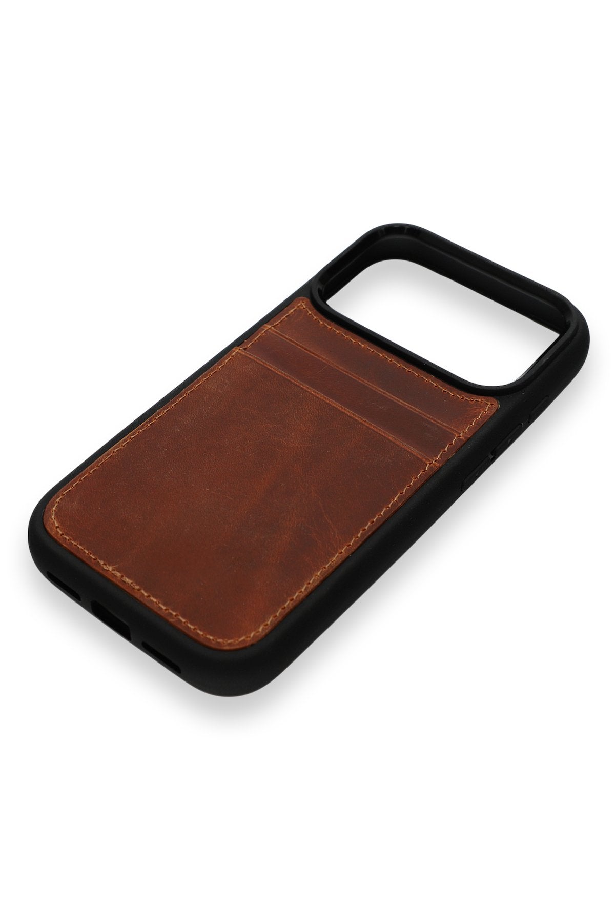 Vintage Wallet Kartlıklı Premium Deri Kılıf iPhone 17 Pro Max Eskitme Taba