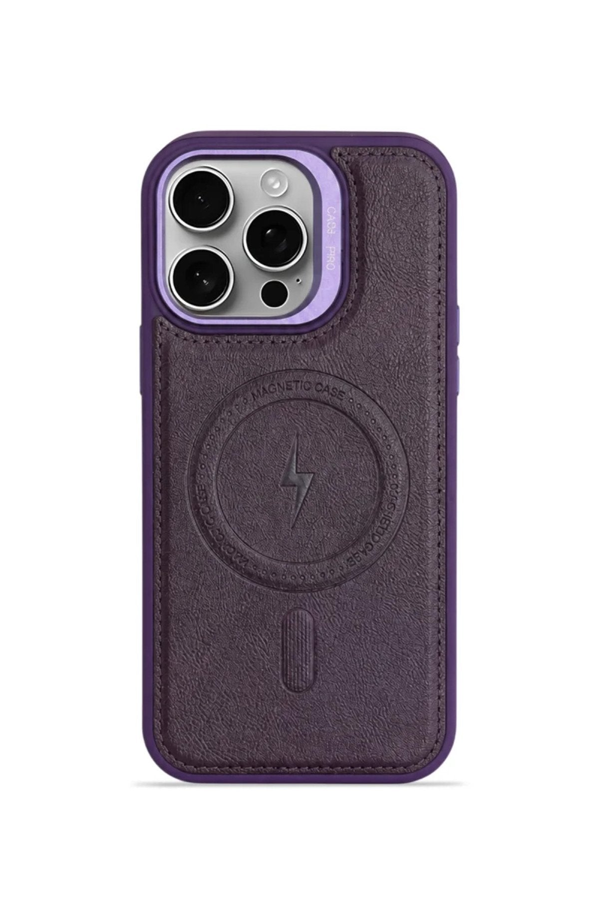 iPhone 11 GripStand MagSafe Deri Kılıf Mor