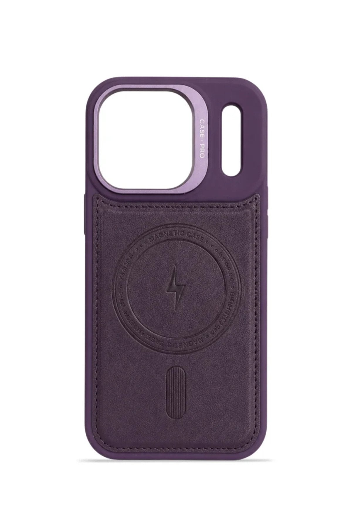 iPhone 17 Pro GripStand MagSafe Deri Kılıf Mor