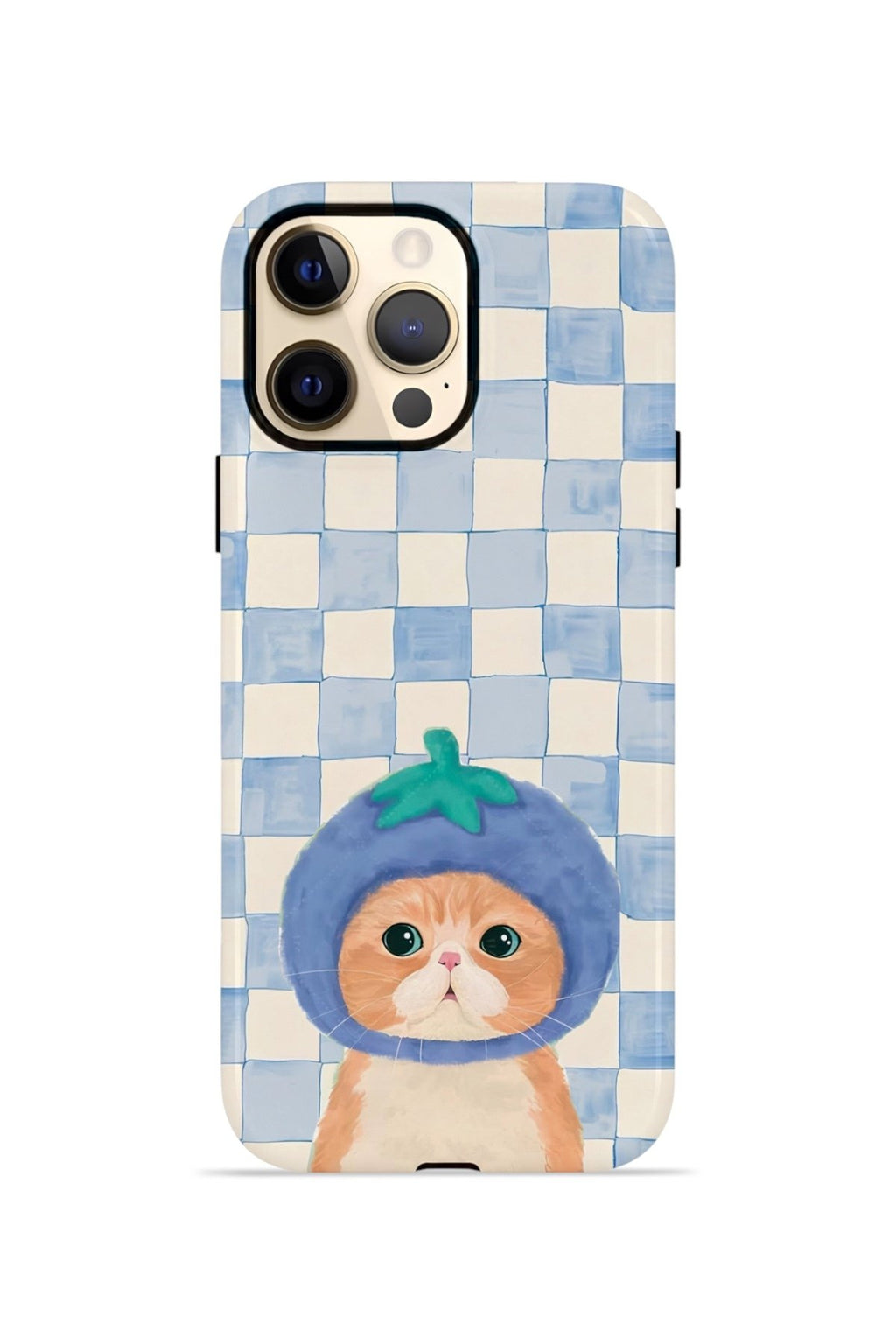 iPhone 12 Pro Vorian Çift Katmanlı Kılıf Blueberry Cat Check